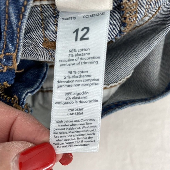 OshKosh B'gosh Kids Denim Overalls Jumpsuit Blue Distressed Whiskered Size 12 - Picture 7 of 8